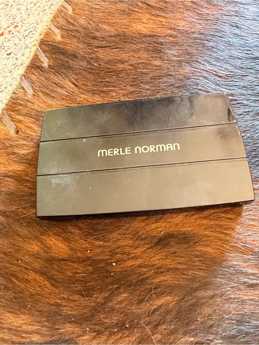 Merle Norman Black Makeup Compact Case with Gold Logo